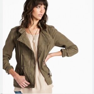 Lucky‎ Brand Asymmetrical Military Utility Jacket Olive Green Sz Small